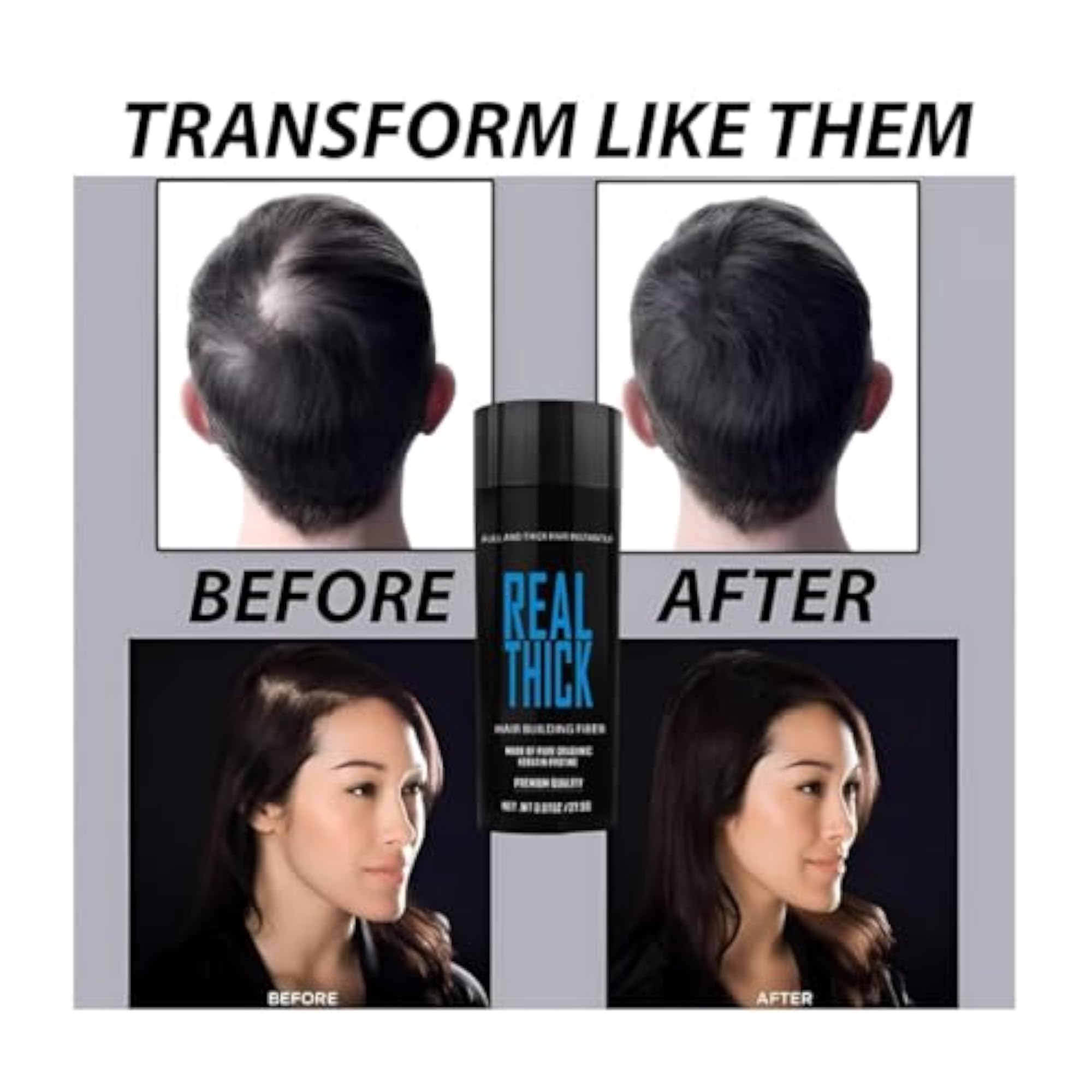 Keratin Hair Building Fiber, Thicker & Fuller Hair Solution
